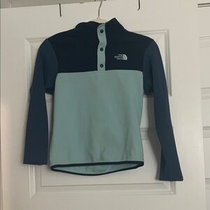 The North Face Kids Light Blue and Navy Snap-Front Fleece Pullover